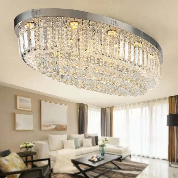 Afralia™ Crystal Dining Room Ceiling Light Modern LED K9 Crystals Gold / Chrome