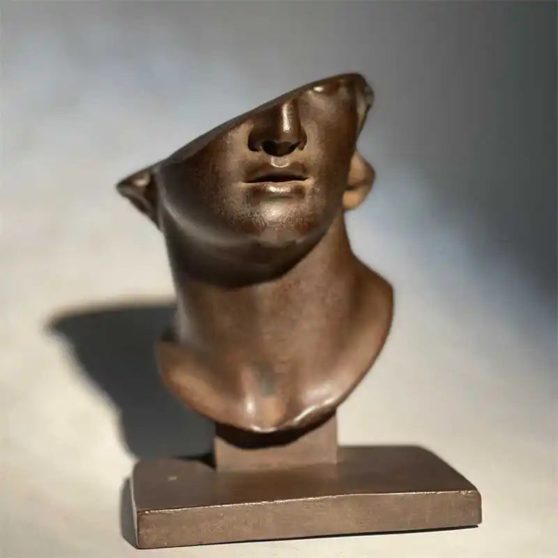 Afralia™ Abstract Human Face Sculpture, Realistic Figure Art Statue for Home Decoration