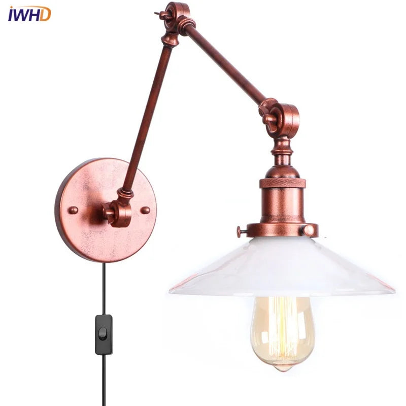 Afralia™ White Glass LED Wall Lamp - Industrial Vintage Plug-In Light for Home Decor