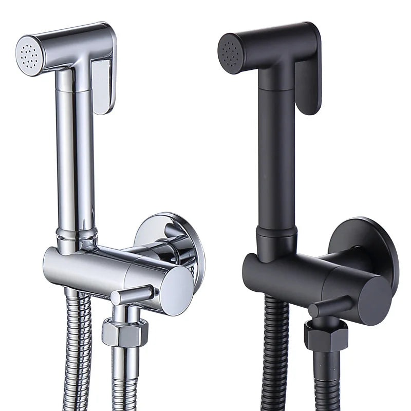 Afralia™ Brass Wall Mount Bidet Spray Set Chrome Gold High Pressure Bathroom Shattaf Gun