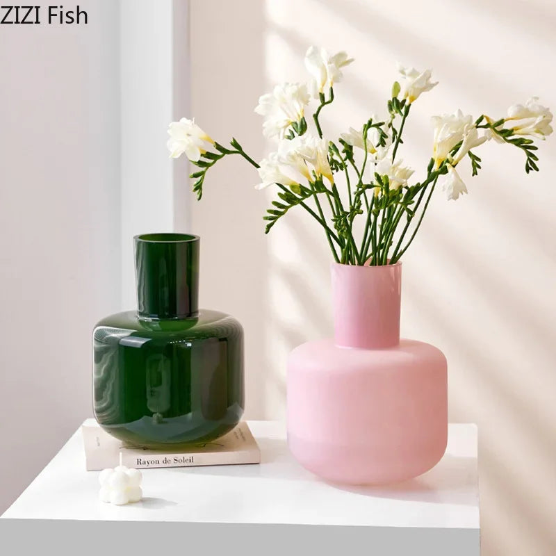 Afralia™ Glass Vase Desk Decoration Pot with Artificial Flowers - Modern Aesthetic Decor