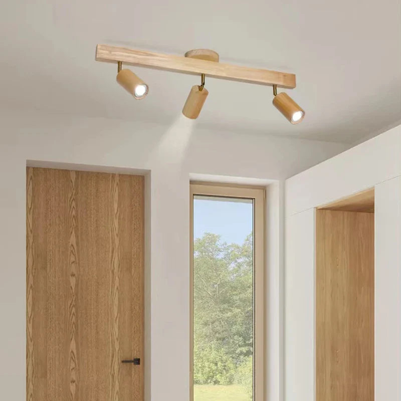 Afralia™ LED Ceiling Lamp: Modern Wood Design with Spotlight for Various Spaces
