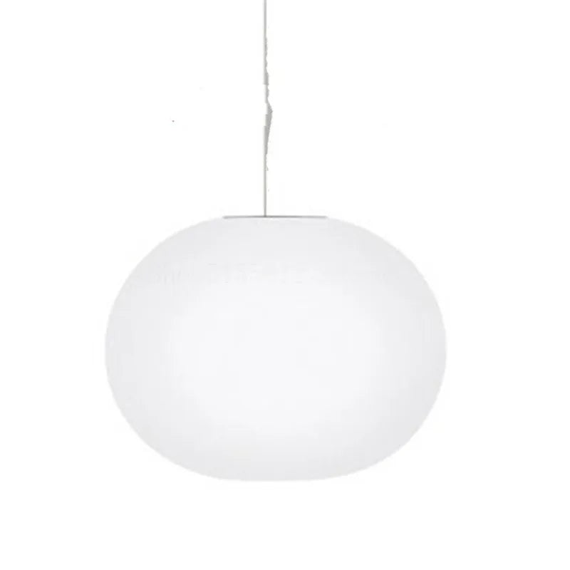 Afralia™ Oval White Glass Pendant Lights for Modern Living Room, LED Hanging Lamp