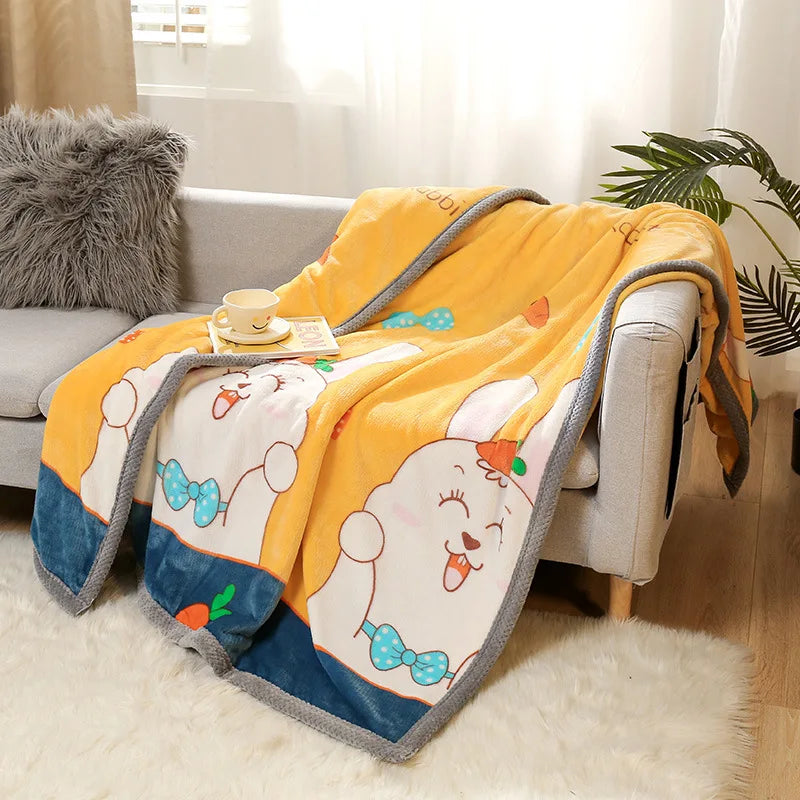 Afralia™ Cartoon Flannel Blanket: Soft & Skin-Friendly for Summer & Autumn Beds.