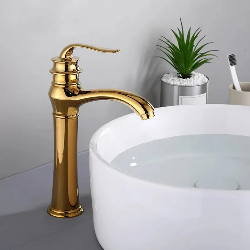 Afralia™ Gold Basin Faucet Modern Bathroom Sink Mixer Tap Single Handle Kitchen Accessories