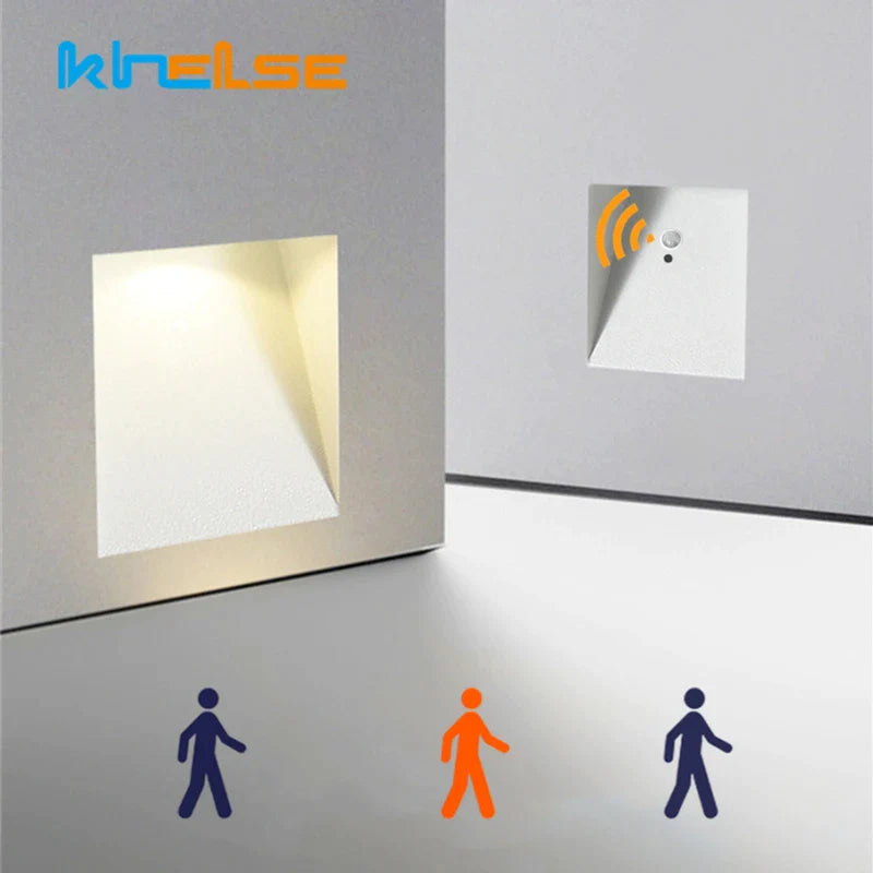 Afralia™ LED Motion Sensor Wall Lamp 3W: Indoor/Outdoor Corner Decor Light Fixture