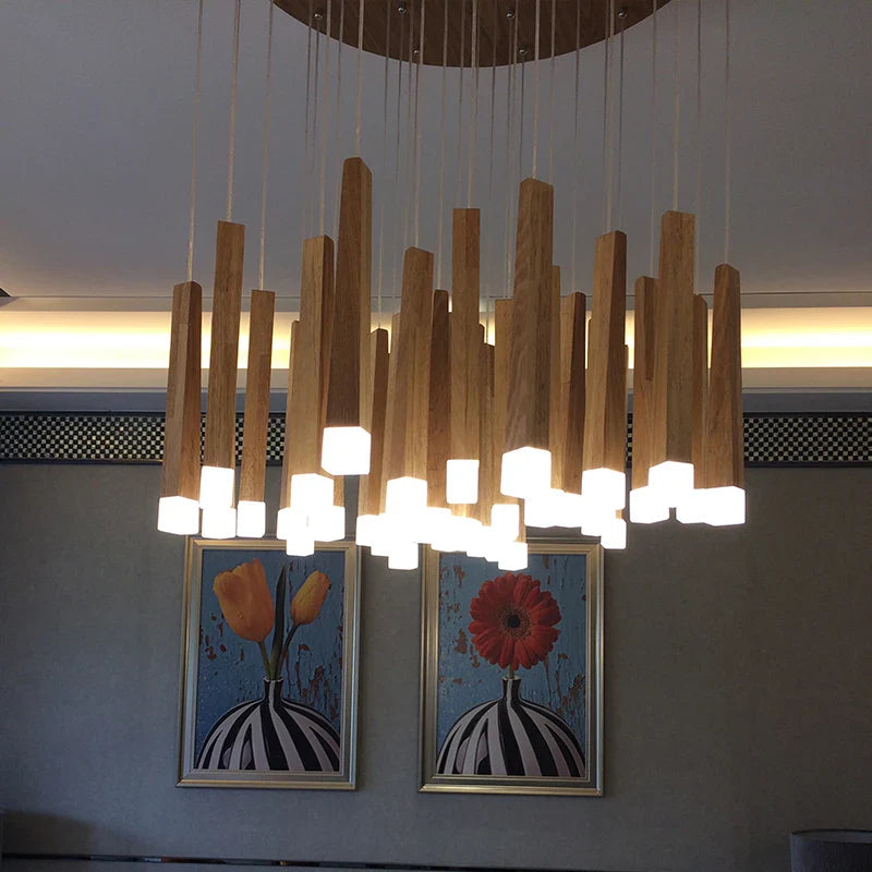 Afralia™ Modern Wood Chandelier Pendant for Dining Room, Living Room, Bedroom