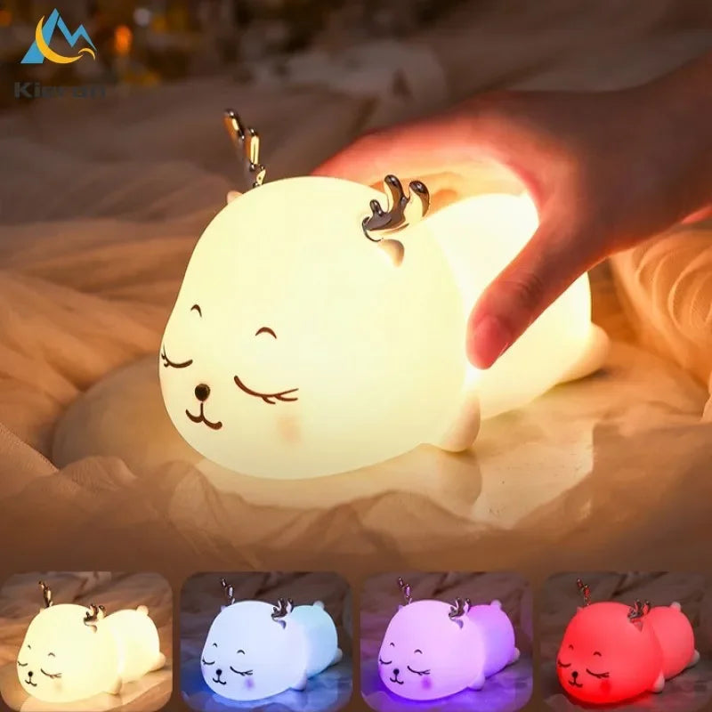 Afralia™ Colorful Deer LED Lamp for Bedroom, Study, and Living Room