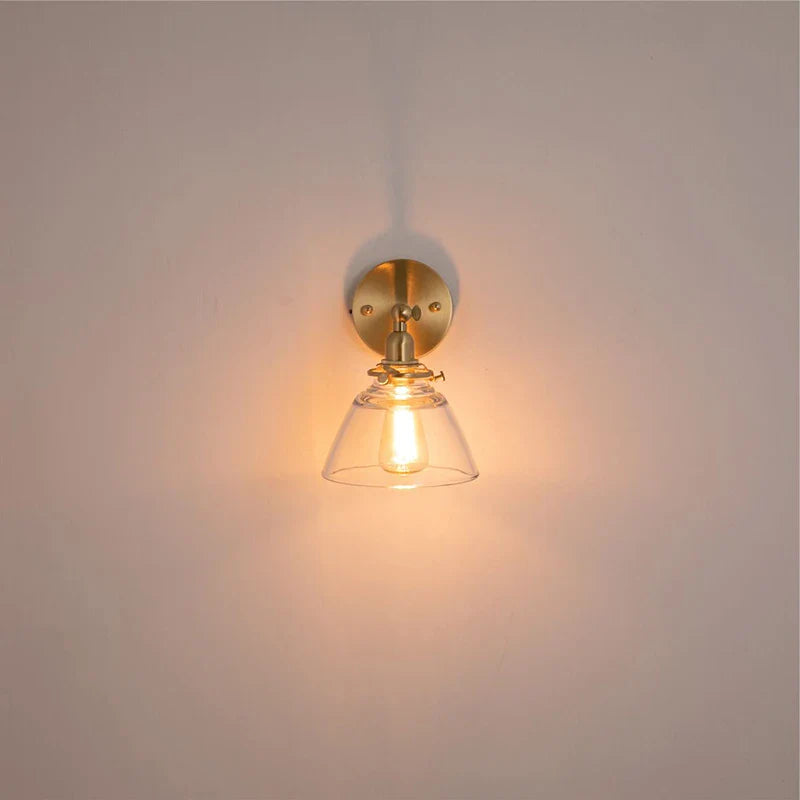 Afralia™ Clear Glass LED Wall Lights Pull Chain Switch Modern Bedside Lamp