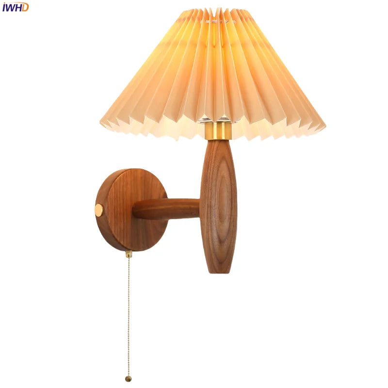 Afralia™ Khaki PVC LED Wall Light | Loft Living Room Decor | Vintage Walnut Wood Design