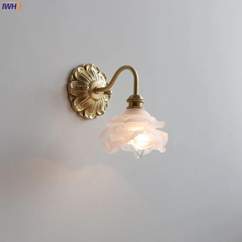 Afralia™ Frosted Glass LED Wall Light Switch Socket Copper Lampara Pared