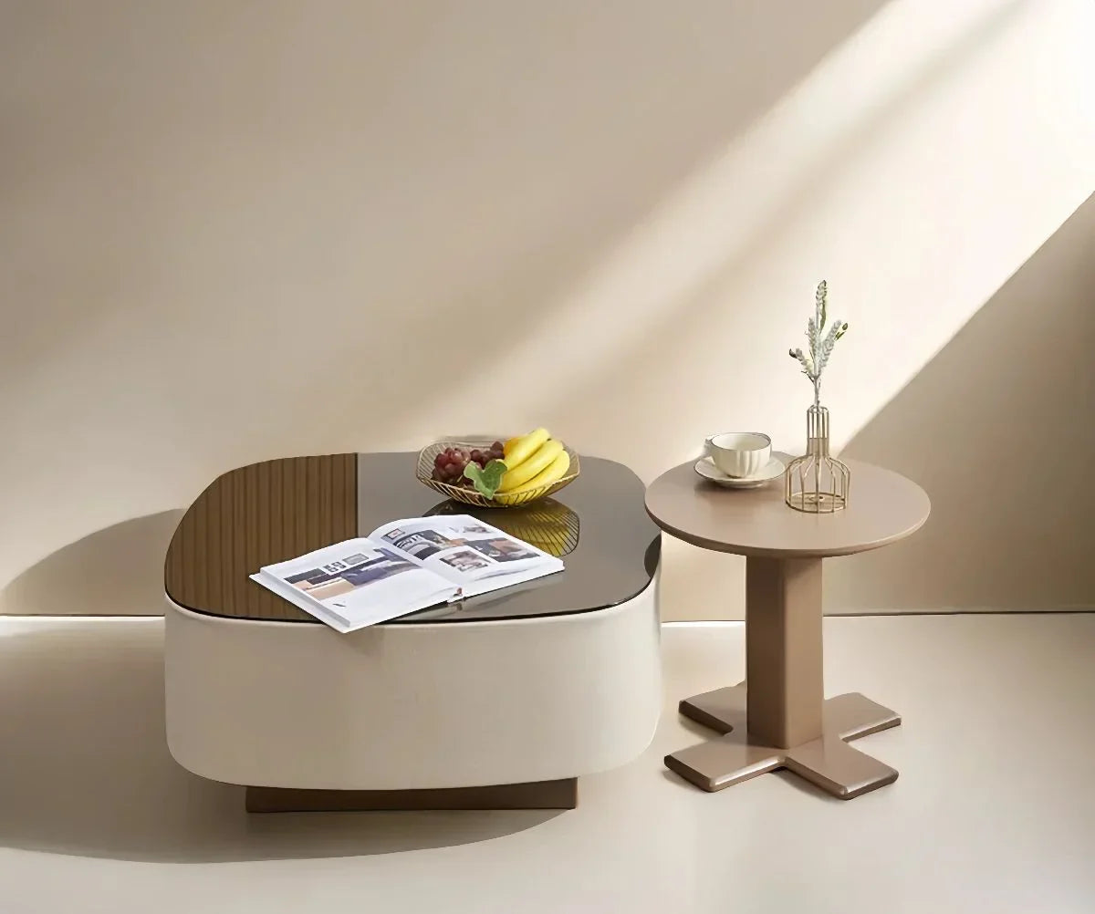 Afralia™ Minimalist Round Marble Coffee Table Glass Modern Design for Home Furniture