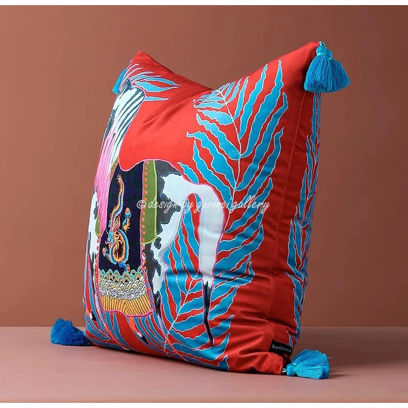 Afralia™ Retro Nouveau Horse Tassel Pillowcase for Sofa Bed Decor