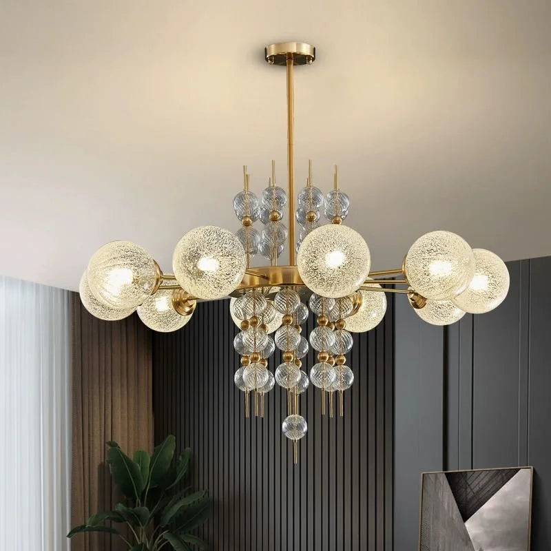 Afralia™ Glass Ball LED Pendant Chandelier - Modern Kitchen Island Luminaria