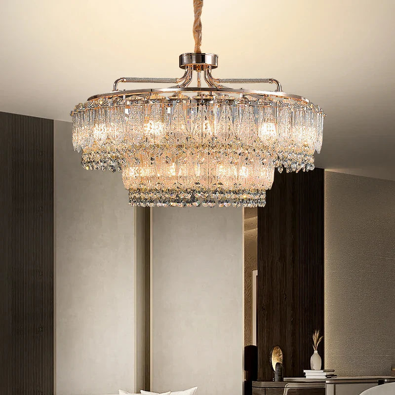 Afralia™ Crystal Chandelier Modern Luxury Pendant Light for Kitchen Island Living Room Hallway