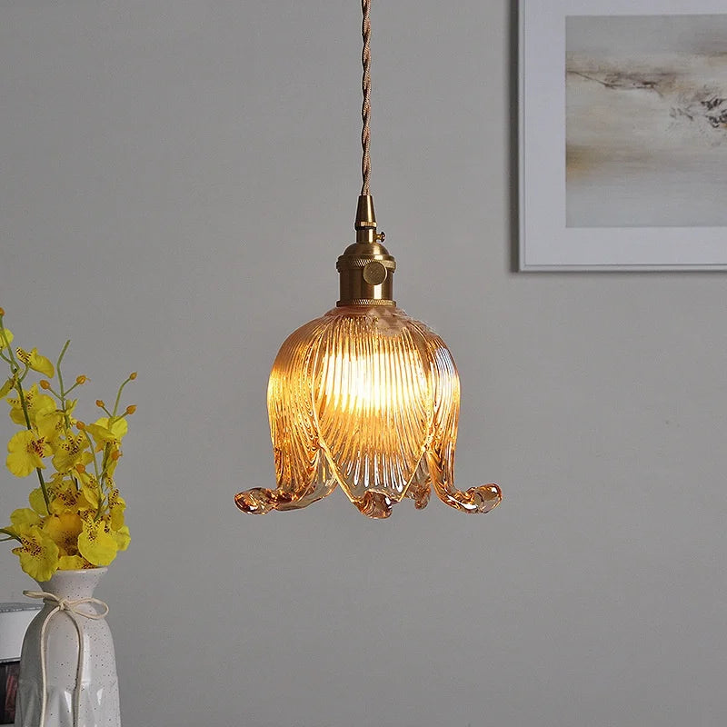 Afralia™ Copper Glass LED Pendant Light - Modern Adjustable Hanging Fixture for Home deco