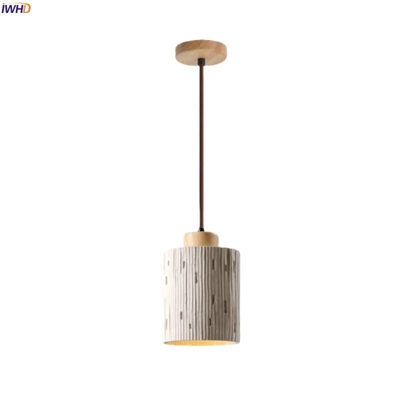 Afralia™ Cement LED Pendant Lights: Japanese Vintage Style for Bedroom, Living, Dining Room