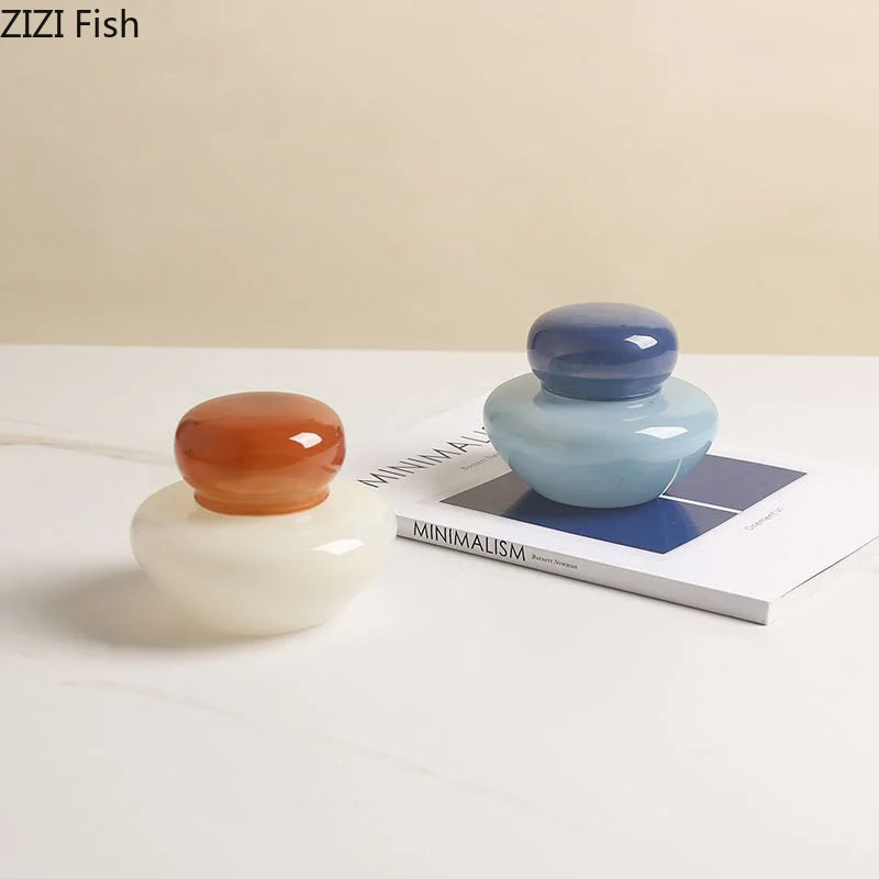 Afralia™ Glass Storage Jar with Lid Ring Jewelry Box Candy Pot Aroma Can