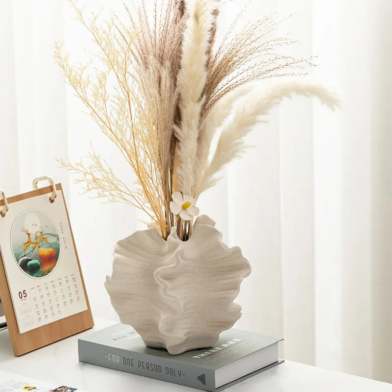 Afralia™ Geometric Petal Porcelain Vase - Stylish Home Décor & Flower Arrangement Accessory
