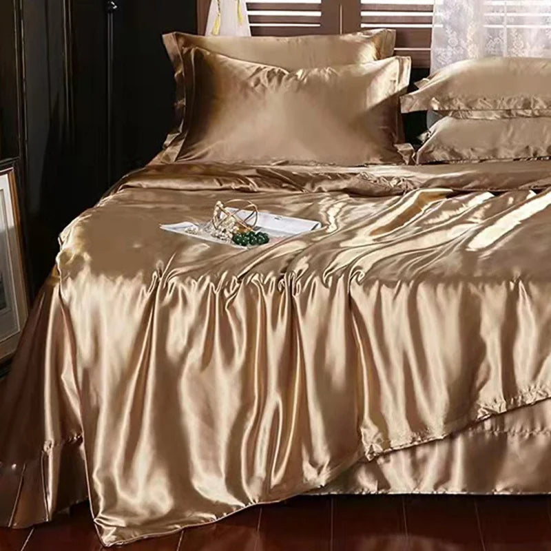 Afralia™ Mulberry Silk-blend Satin Duvet Cover Set for King & Queen Beds
