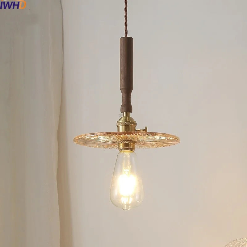 Afralia™ Copper Glass LED Pendant Lamp Modern Style for Dining Room, Bedroom, Bar.