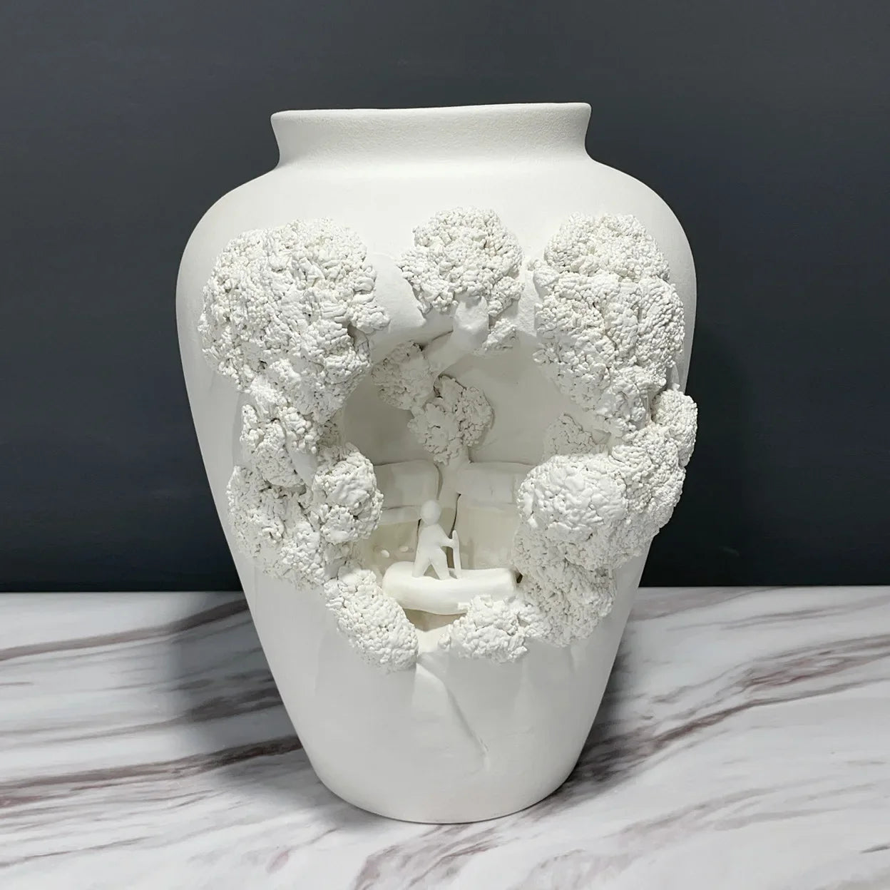 Afralia™ Handcrafted Abstract Ceramic Relief Vase for Home Decor