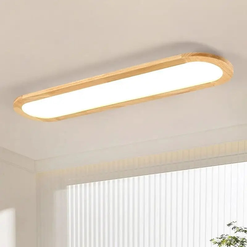 Afralia™ Wood LED Ceiling Lights: Modern Rectangular Chandelier for Living Room Bedroom Kitchen Home