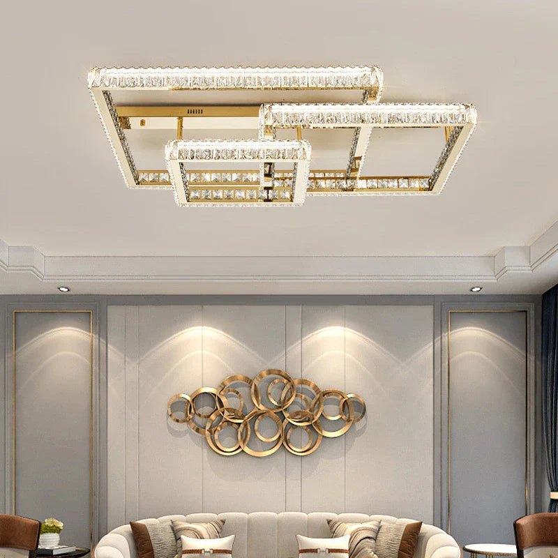 Afralia™ Luxury LED Crystal Ceiling Chandelier for Modern Living Room Lighting