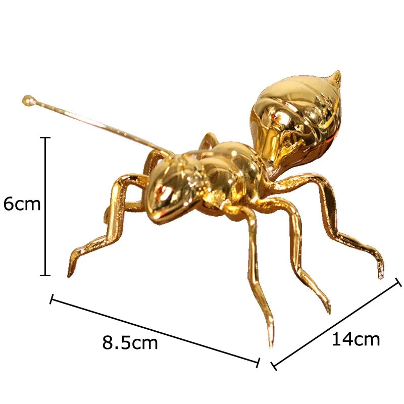 Silver Plated Ants Sculpture by Afralia™: Golden & Silver Metal Desk Ornaments