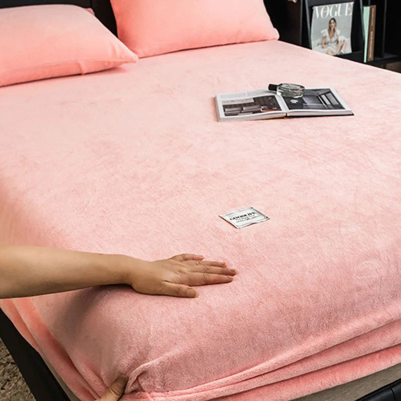 Afralia™ Winter Velvet Fitted Bed Sheet: Nordic Plush Mattress Cover, Warm & Non-Slip