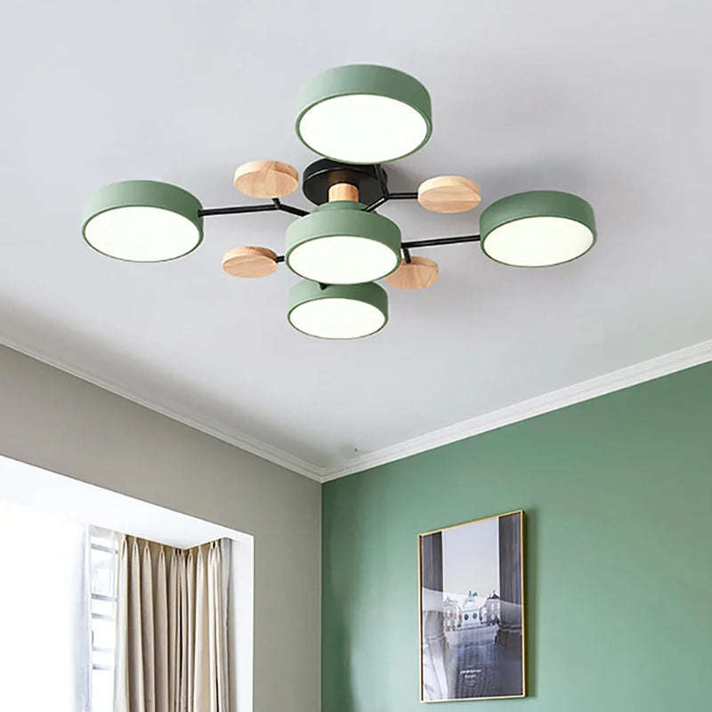 Afralia™ Modern Wood Round LED Ceiling Lamp