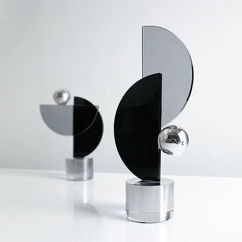 Afralia™ Geometric Crystal Ornaments Ring Sculpture Home Decor Figurines