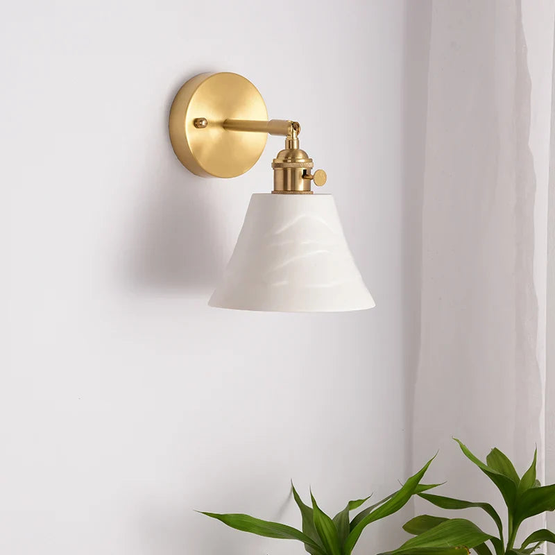 Afralia™ Vintage Japanese Ceramic LED Wall Lamp for Bathroom Mirror Bedroom