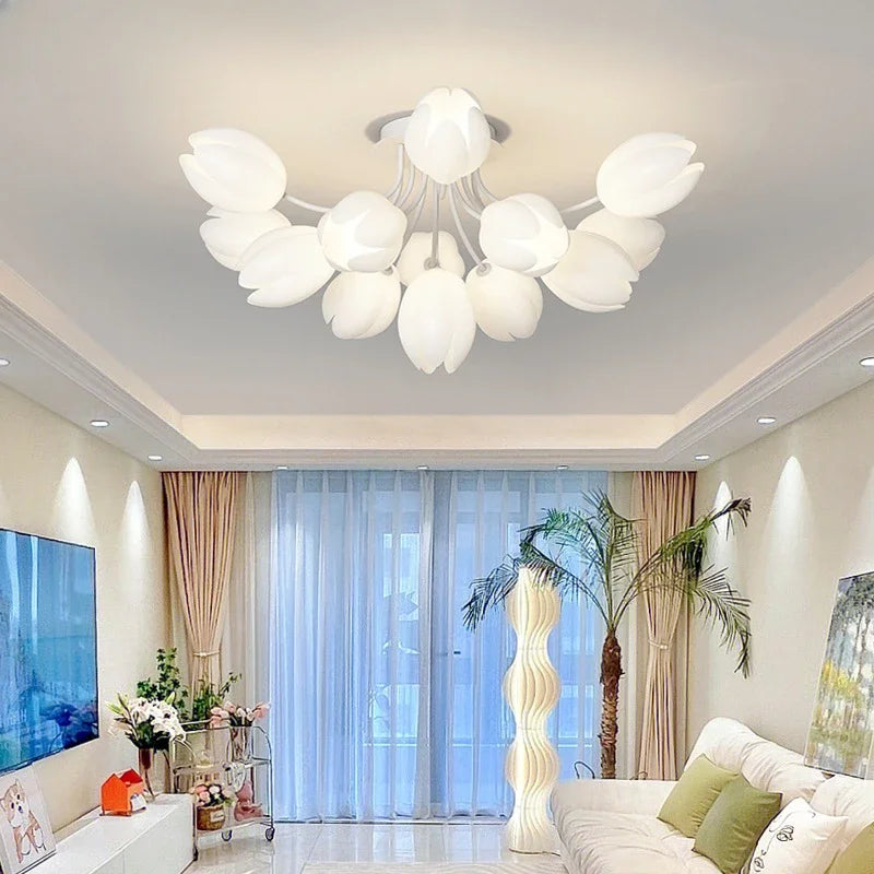 Afralia™ Lily Blossom LED Chandelier for Living Room Bedroom Kitchen Dining Room