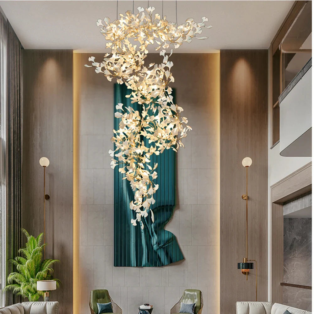 Afralia™ Ginkgo Leaf Pendant Chandelier for Nordic Romantic Living Room Decor