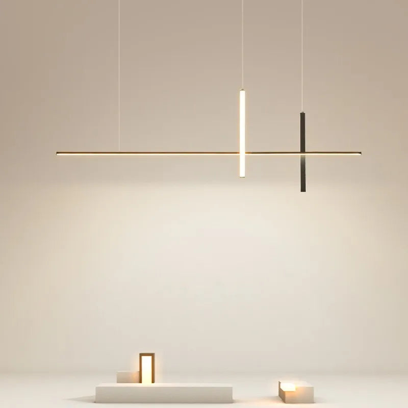 Afralia™ Modern Minimalist Dimmable Black LED Chandelier for Dining Room & Kitchen