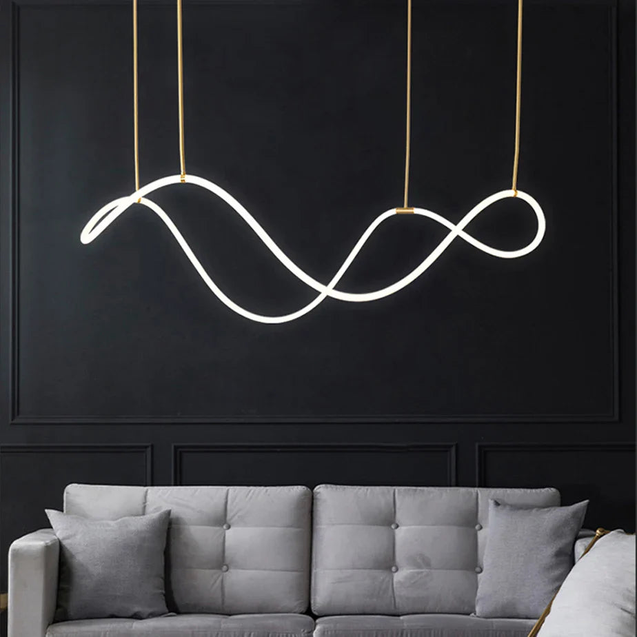 Afralia™ Modern Designer Chandelier for Living Room, Dining Table, Bar - Lines Lighting
