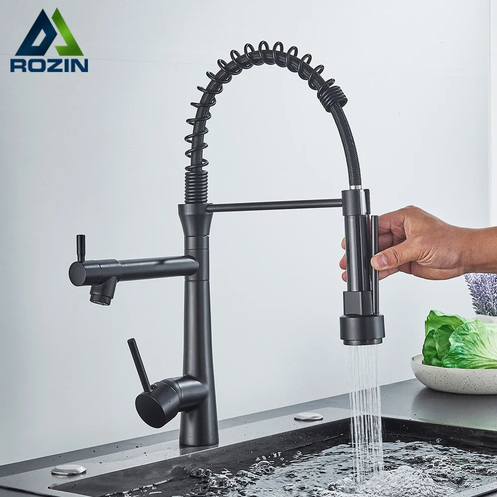 Afralia™ Spring Pull Down Kitchen Faucet with Swivel Spout Mixer Tap