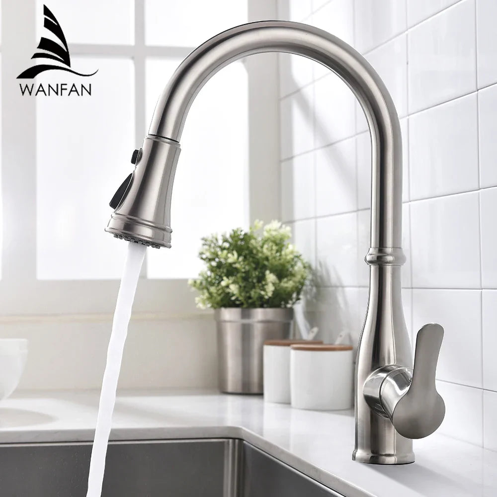 Afralia™ Single Handle Pull Out Kitchen Faucet with 360 Degree Swivel - 866088