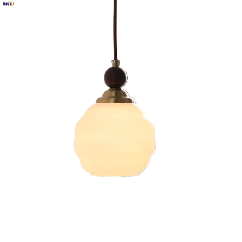 Afralia™ Nordic Glass & Wood LED Pendant Light for Kitchen, Cafe, Bar - Modern Hanging Fixture