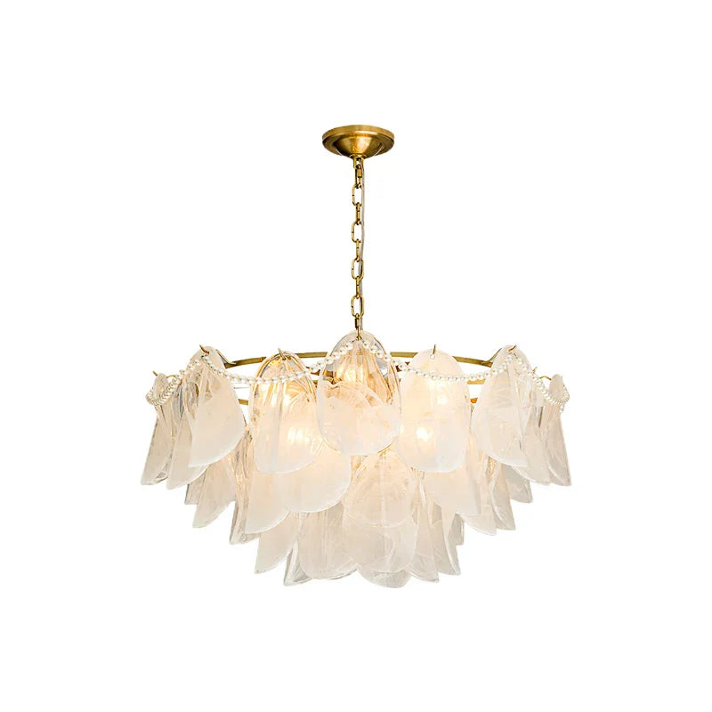Afralia™ LED Glass Hanging Lamp Golden Leaf Shape Modern Pendant Light