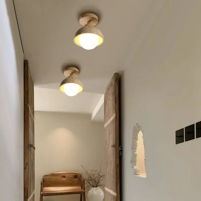 Afralia™ Nordic LED Ceiling Light Hotel Living Room Glass Ball Yellow Stone Lamp