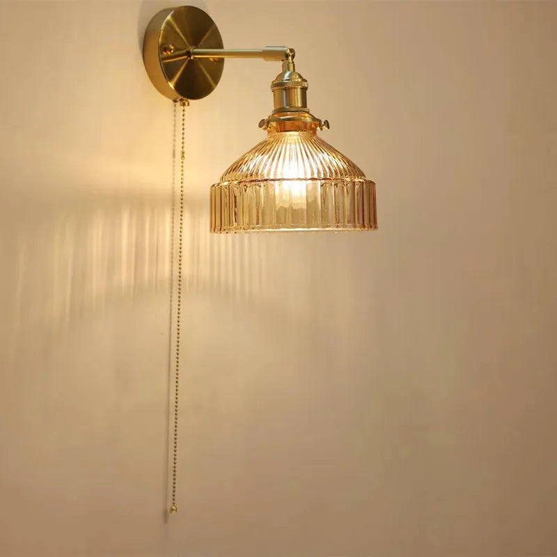 Afralia™ Nordic Glass Wall Light with Switch - Luxurious Vintage LED Wall Sconce Lighting