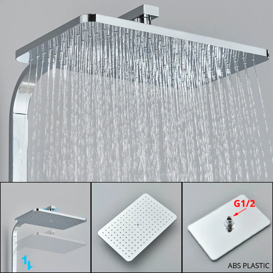 Afralia™ Thermostatic Shower Faucet Rainfall Head Wall Mount Bathtub Mixer Tap