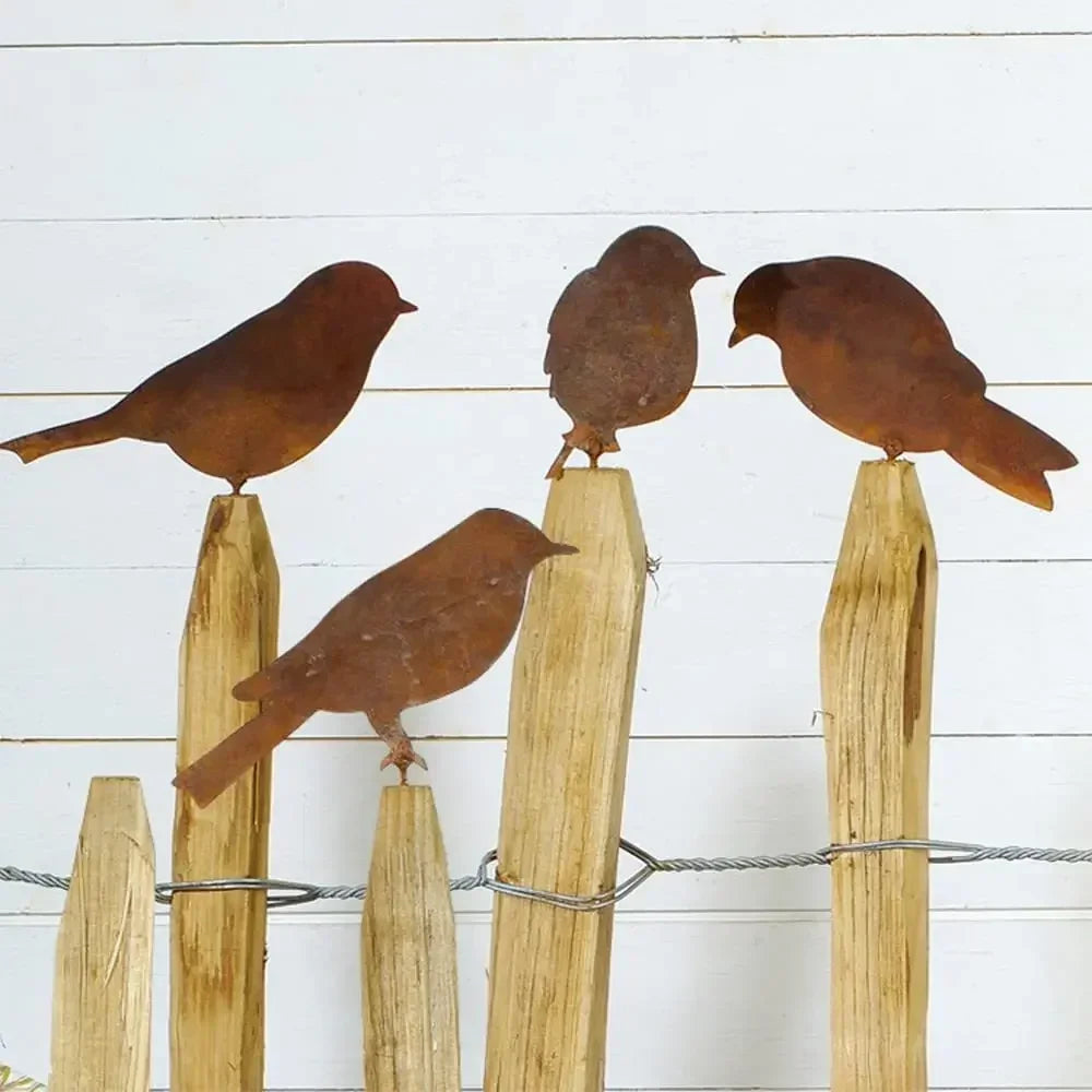 Afralia™ Metal Bird Sculptures Set - Rusty Iron Crafts for Home and Garden Decor