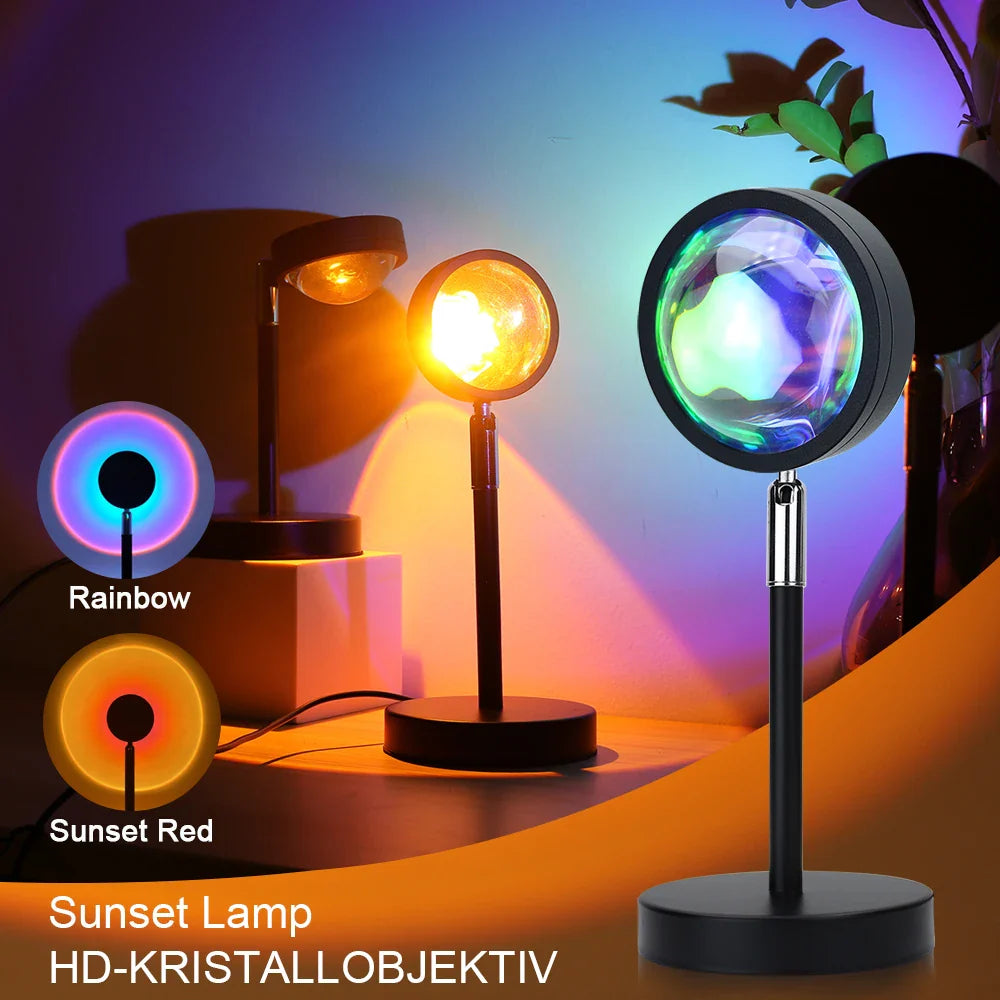 Afralia™ Rainbow Sunset LED Night Light Projector for Party Atmosphere