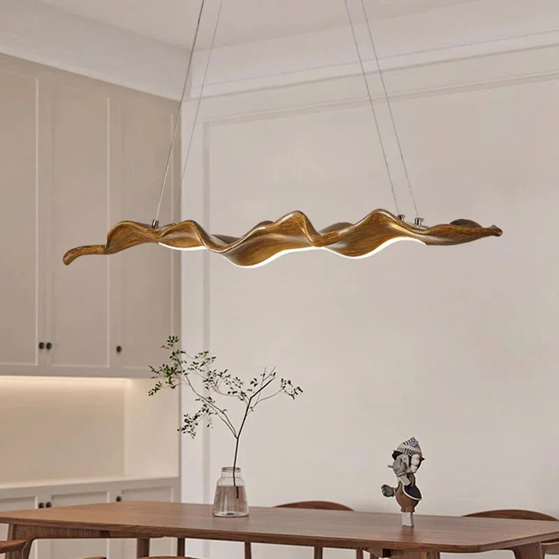 Afralia™ Leaf Pendant Light: Modern Wood Hanging Lamp for Kitchen Dining Office Decor