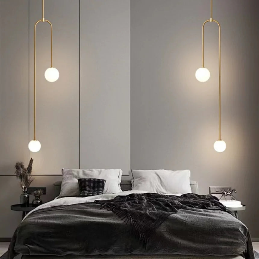 Afralia™ Double Head Glass Ball Pendant Light for Hotel Bedroom & Bathroom
