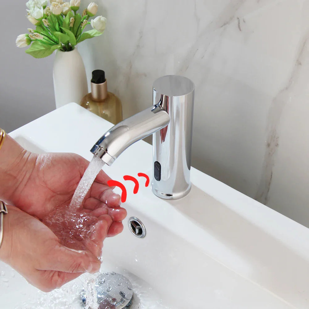 Afralia™ Automatic Touch Sensor Chrome Basin Faucet, Polished Brass Mixer Tap