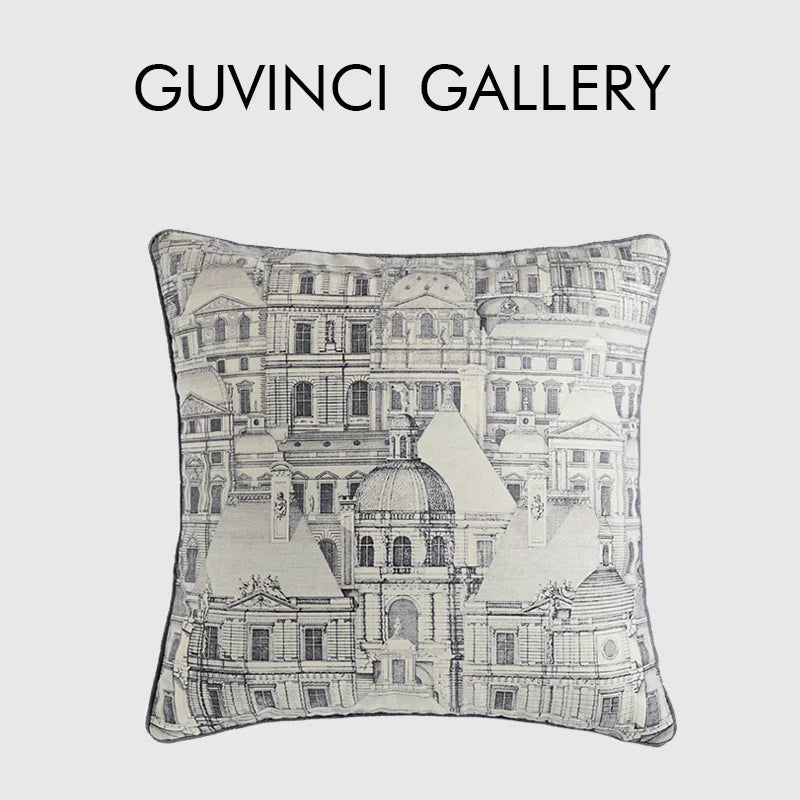 Afralia™ Paris Building Pillow Cover - Vintage Gray & Beige Design for French Style Home Decor